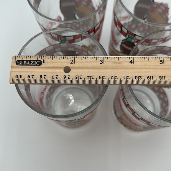 Coca Cola GLASSES 1997 Picnic Bottle and Burger Red Check-set of 4 - Picture 16 of 16